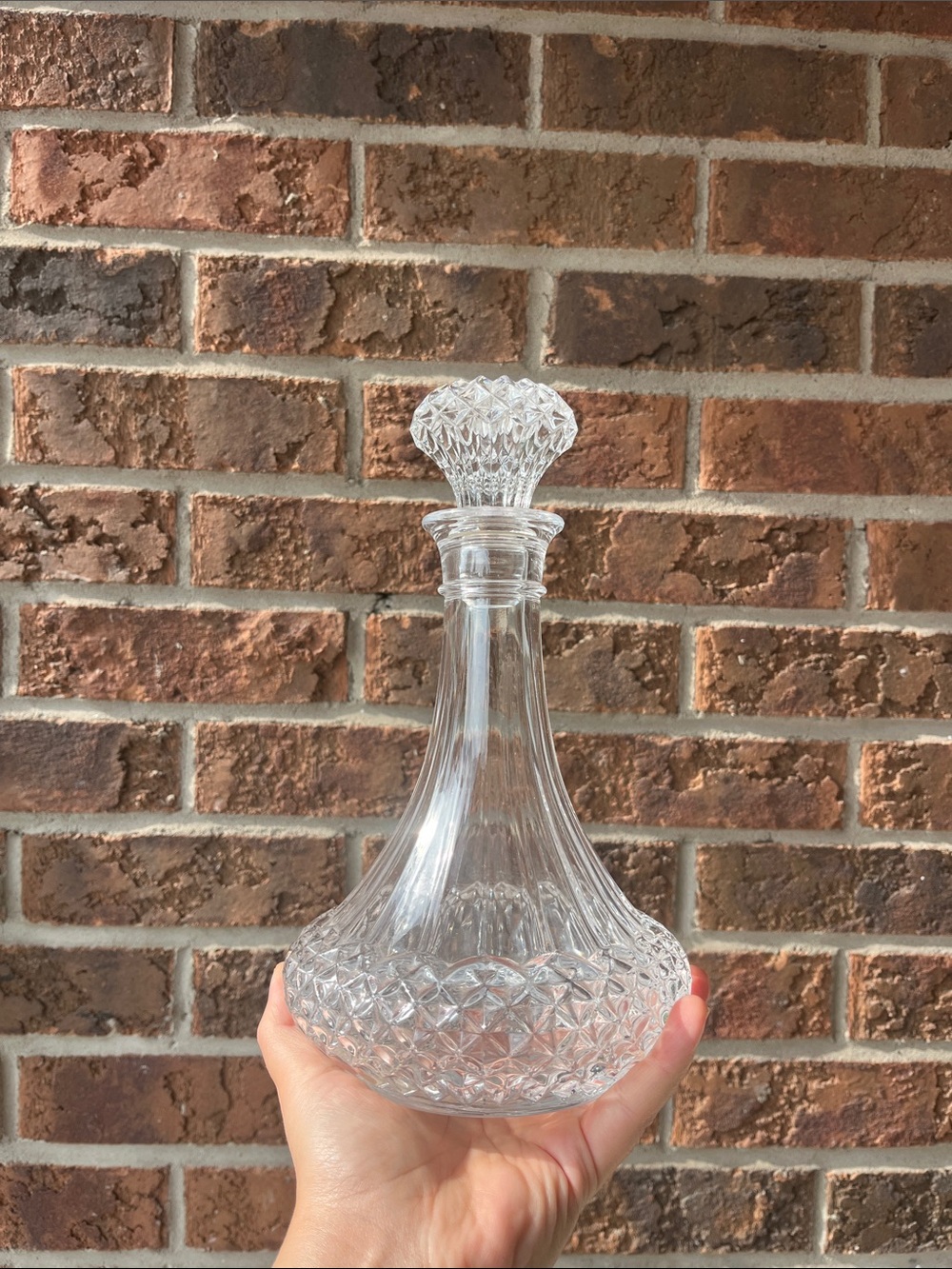 Clear Cut-Glass Decanter with Stopper - Clear